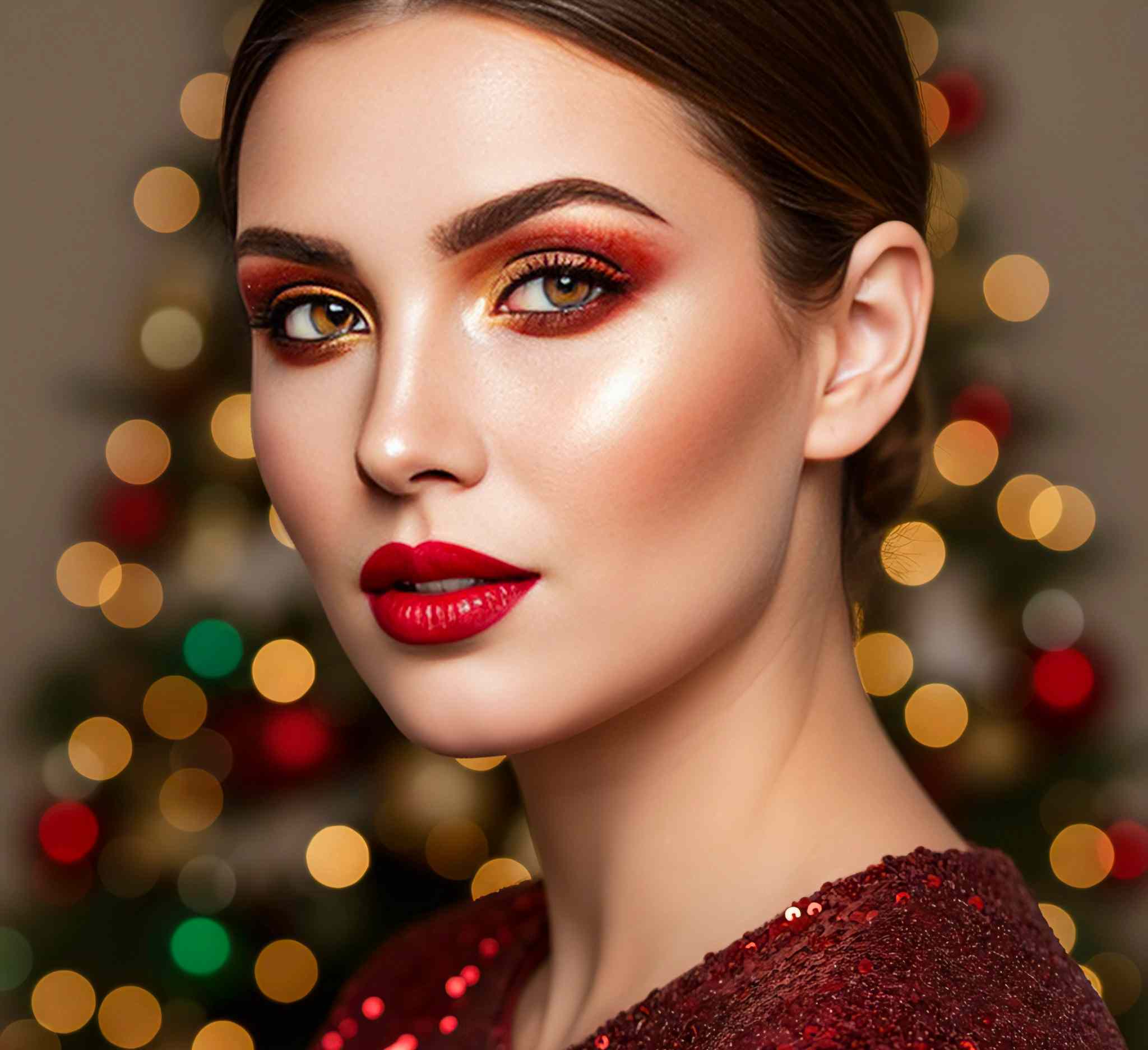 Dazzling Christmas Party Makeup Look with Glitter Eyeshadow: Shine All Night in Style