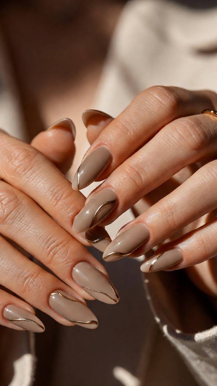 Taupe Beige Chic Nail Designs