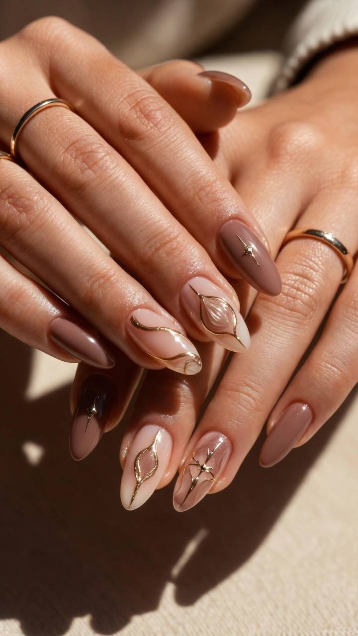 Taupe Beige Chic Nail Designs