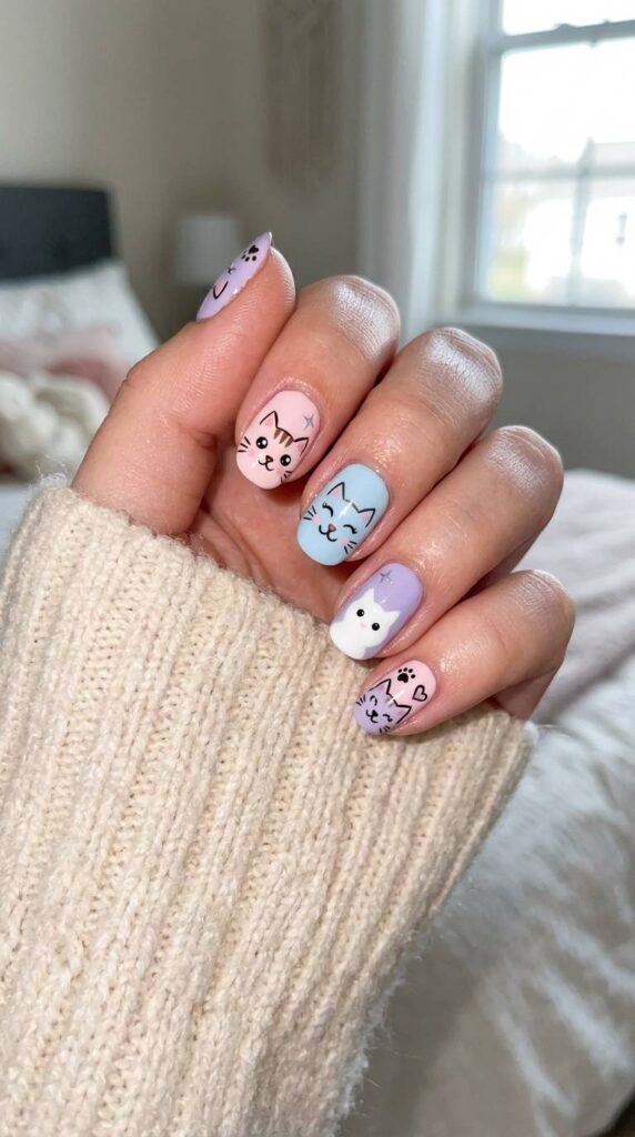  Cute Cartoon Cat Nails