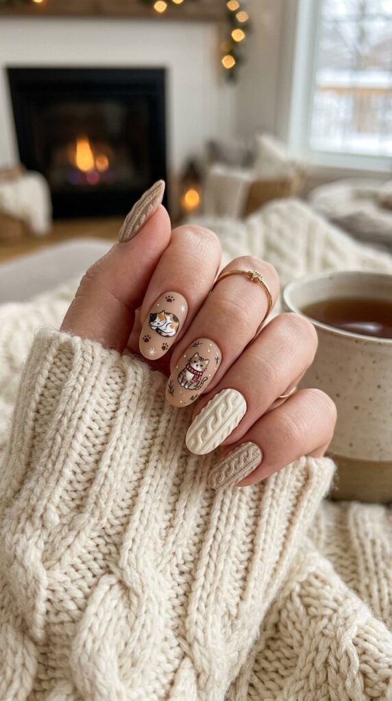 Cozy Sweater Cat Nails