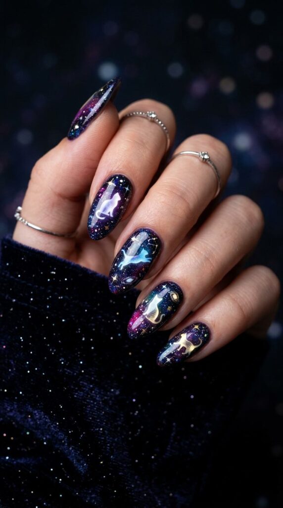 Galaxy Cat Nails