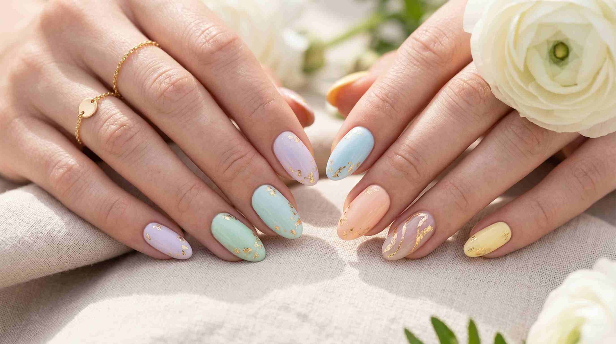 Gold Foil Accent Nails