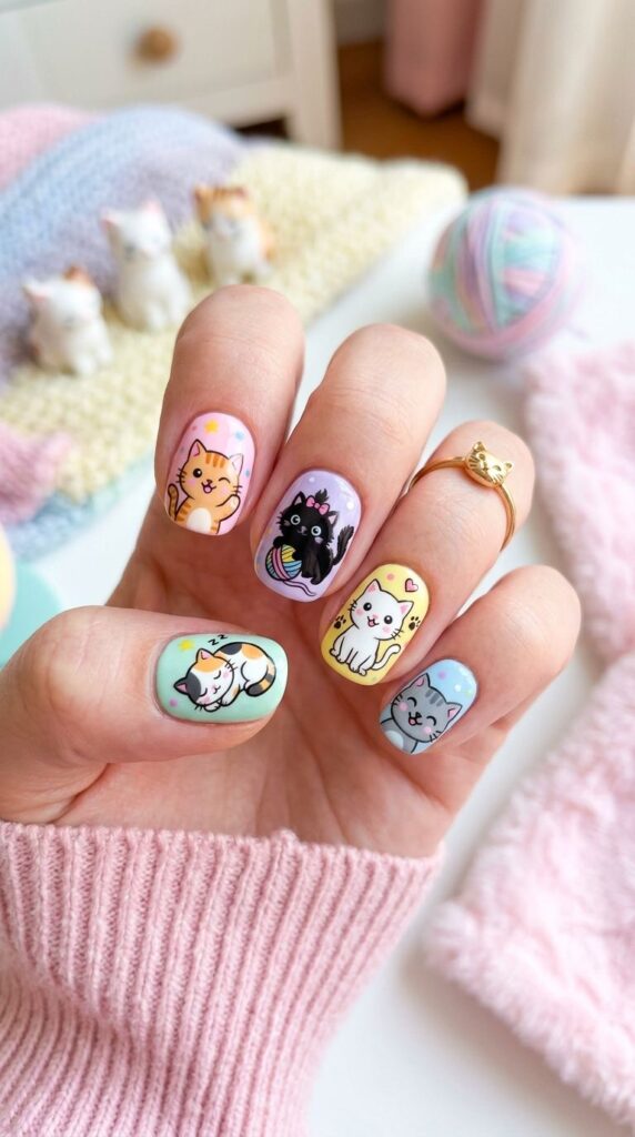 kitten nails art