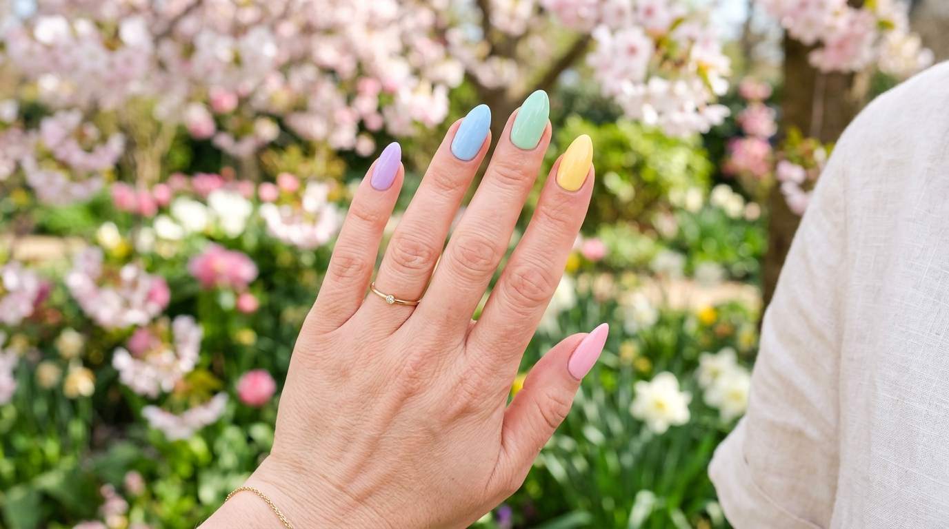 Pastel Rainbow Nails