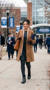 Professional Knit Dress with Structured Coat