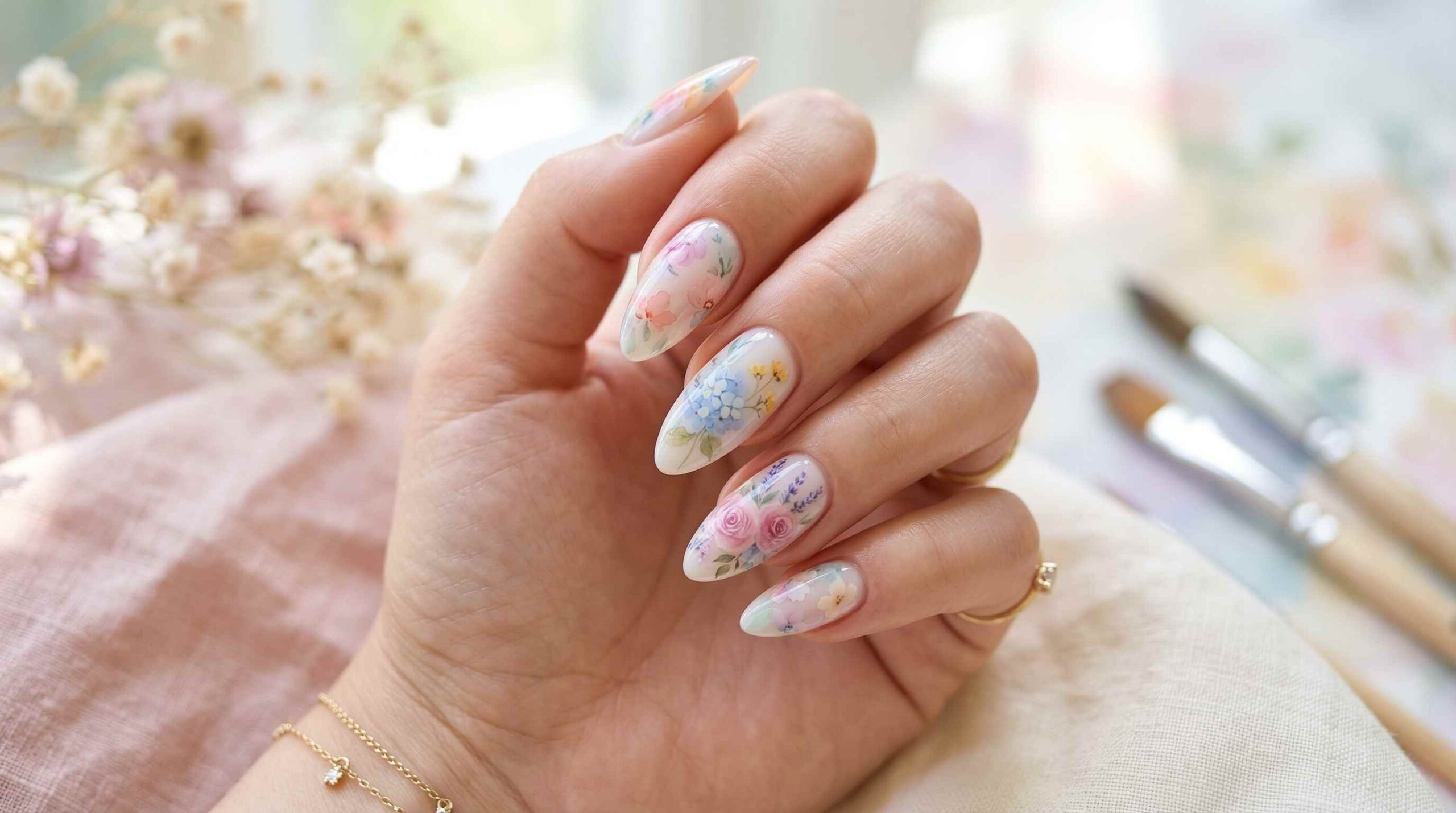 Watercolor Flower Nails