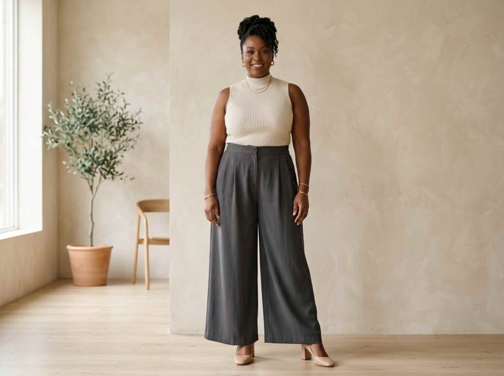 Wide-Leg Pants with Fitted Top